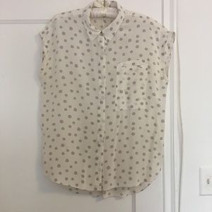 Rebecca Taylor White Blouse with Gray Polka Dots